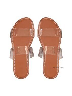 Clear Flat Sandals Jelly Shoes Women's Slip-On Summer Beach Vacation